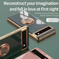 fashion luxury plating ring case for google pixel 6a cover anti knock luxury tpumetal cases for pixel 6 a