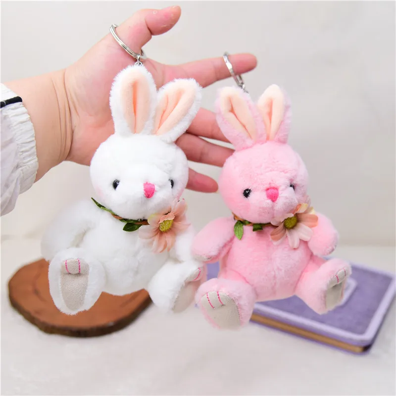 

pretty new Cute Stylish soft Popular Cute sun flower bunny rabbit pendant Exquisite Keychain Soothing doll christmas gift