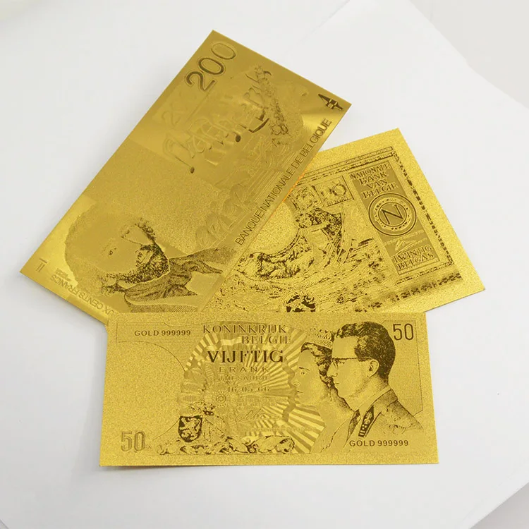 3 шт./лот WR поддельные купюры бельгийские Позолоченные банкноты реквизит фольга