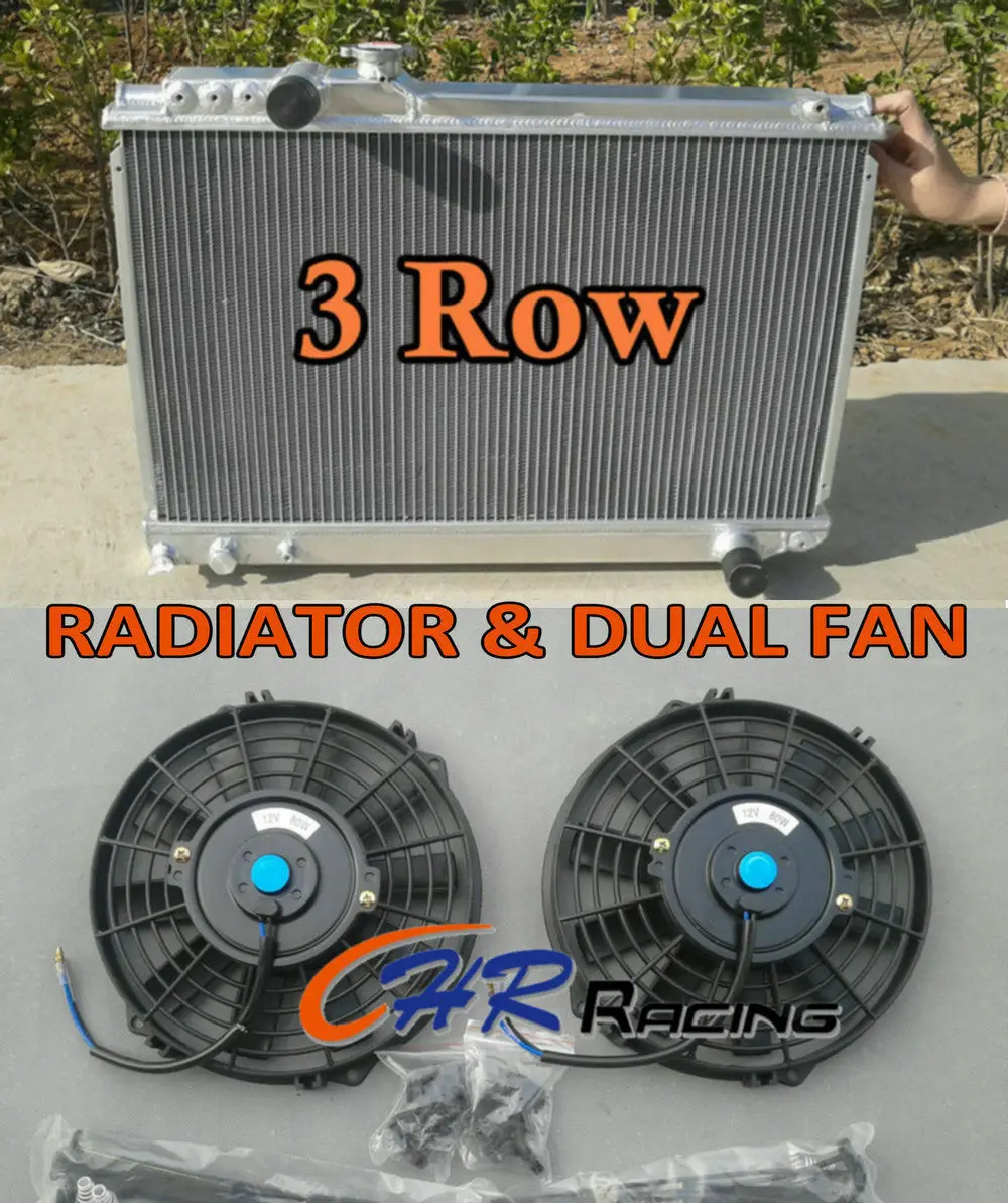 

3 Rows Aluminum Radiator For Toyota Supra Soarer MK3 7M-GTE + 2 Fans 1986-1992