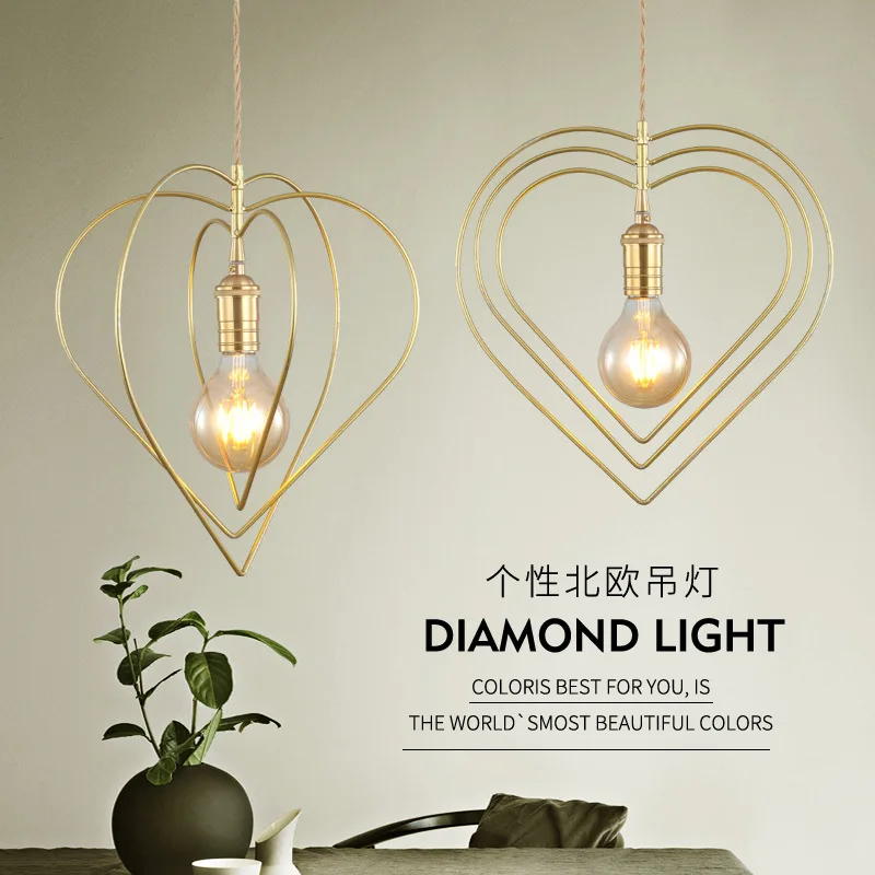 

Nordic minimalist restaurant pendant lamp creative aisle corridor love-shaped chandelier children's room lamp decorative lamp