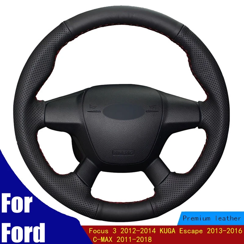 

Прошитая вручную искусственная кожа для Ford Focus 3 2012-2014 KUGA Escape 2013-2016 чехол рулевого колеса автомобиля 2011-2018