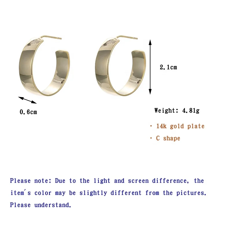 

ONYSS Fashion C Shape Gold Plate Stainless Steel 925 Silver Hoop Earrings for women 2021