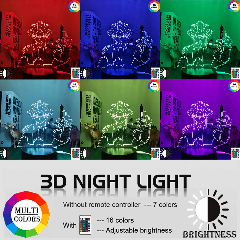 3d Led Lamp Anime Hunter X for Bedroom Decor Nightlight Birthday Gift Room Table Acrylic Night Light Hxh Meruem | Освещение