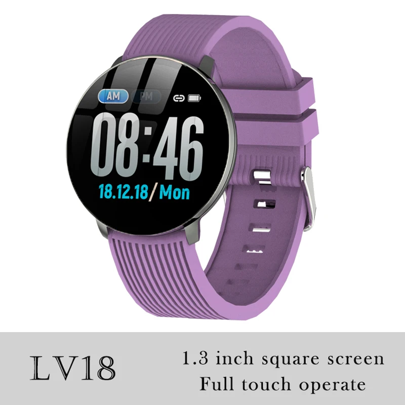 LV18 Purple rubber 696 K9-WF, полный педометр с сенсорным управлением, Смарт-часы, фитнес-трекер, монитор сердечного ритма, кровяное давление, Смарт-часы, смарт-браслет - Цвет: LV18 Purple rubber