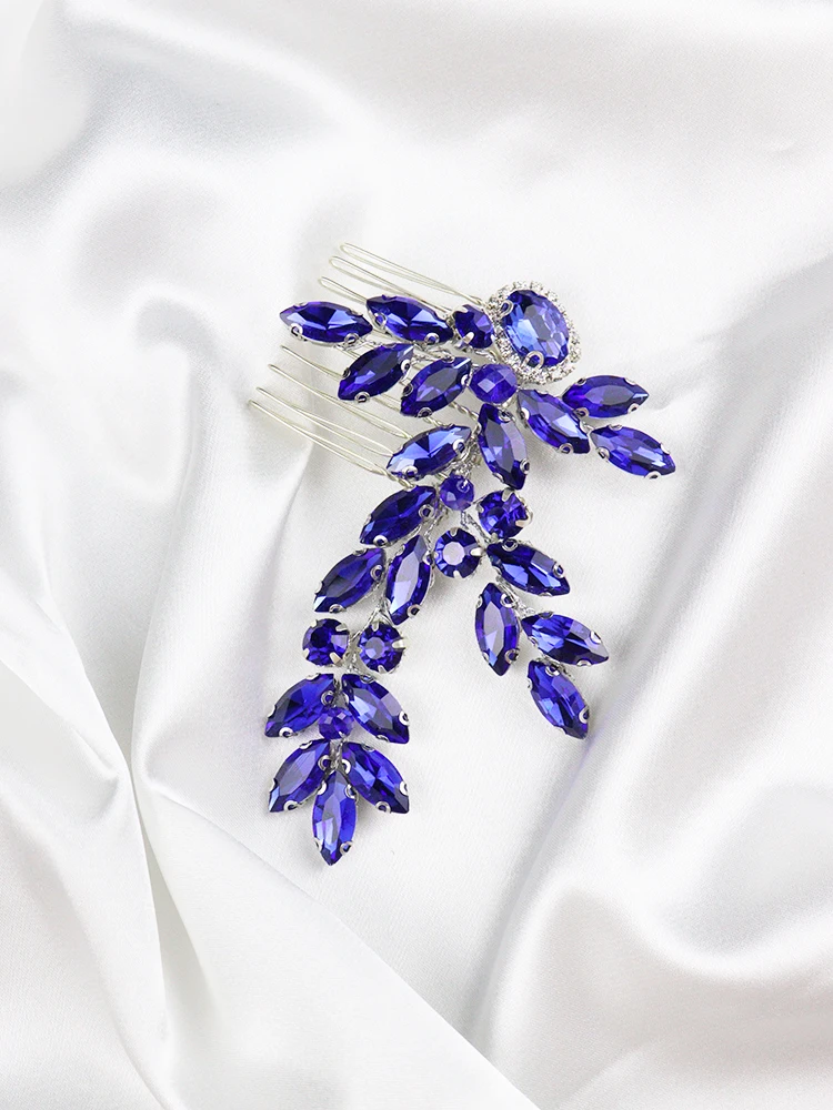 Роскошные Синие стразы свадебные украшения ручной работы с кристаллами женские