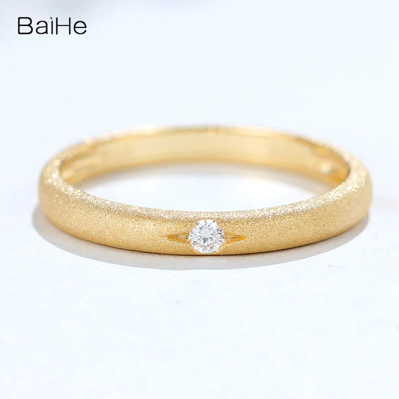 

Женское кольцо с натуральным бриллиантом BAIHE, обручальное кольцо из 14-каратного желтого золота с сертификатом H/SI 0.03ct