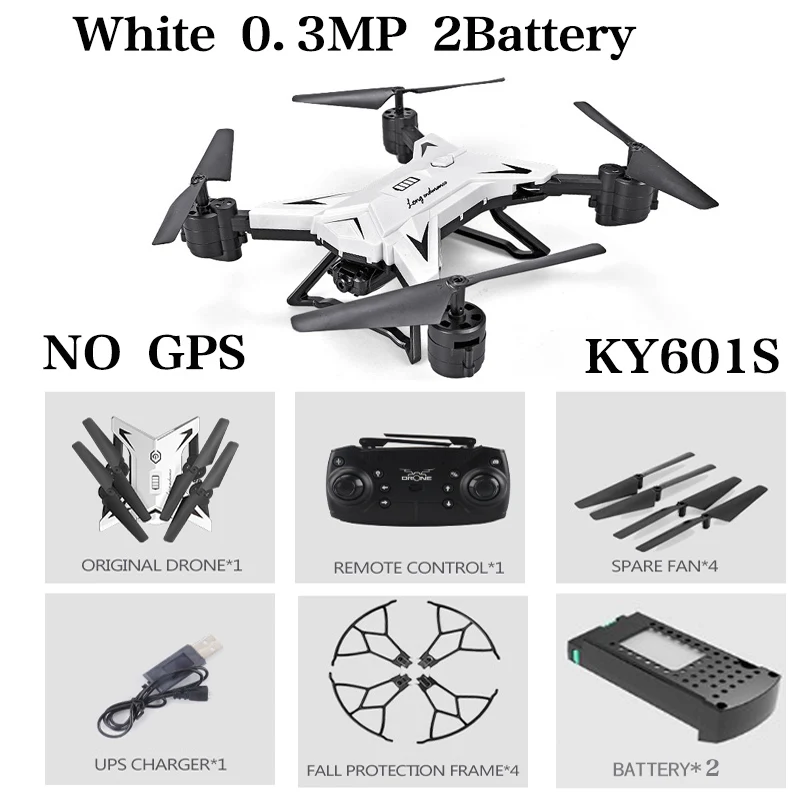 White 0.3MP 2B Новое поступление Дрон с GPS Квадрокоптер 2000 метров расстояние управления RC вертолет Дрон с 5G 4K HD камера складной KY601G KY601S - Цвет: White 0.3MP 2B