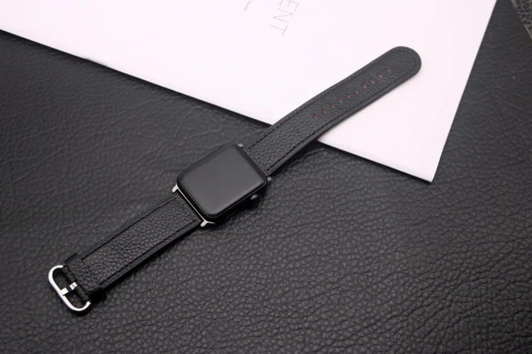Кожаный ремешок для apple watch 38 мм 42 мм iwatch 4 ремешок 44 мм 40 мм Lychee классический браслет ремешок для apple watch 4 3 2 1