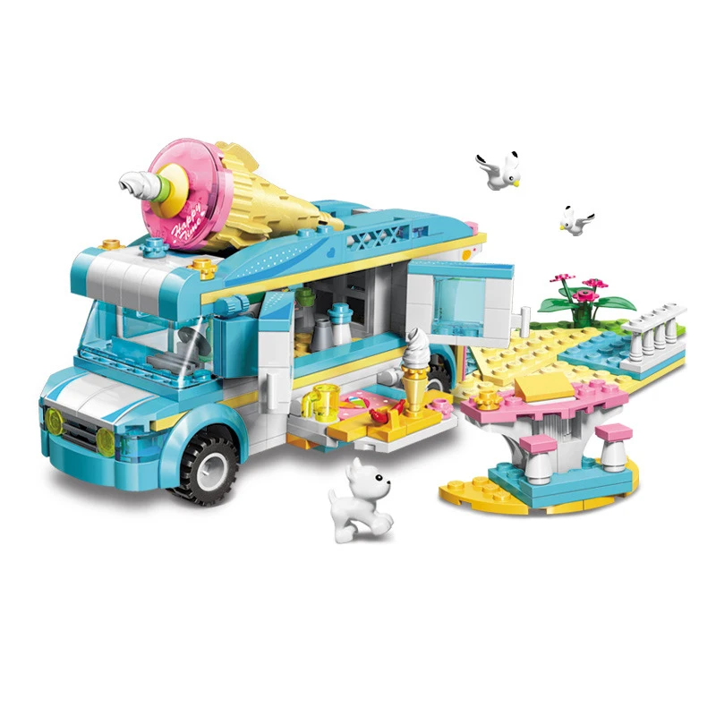 

Creative 3 In 1 Blocks Holiday Travel Villa Car Girl Puzzle Assemble Small Particles Scene Building Block Toy
