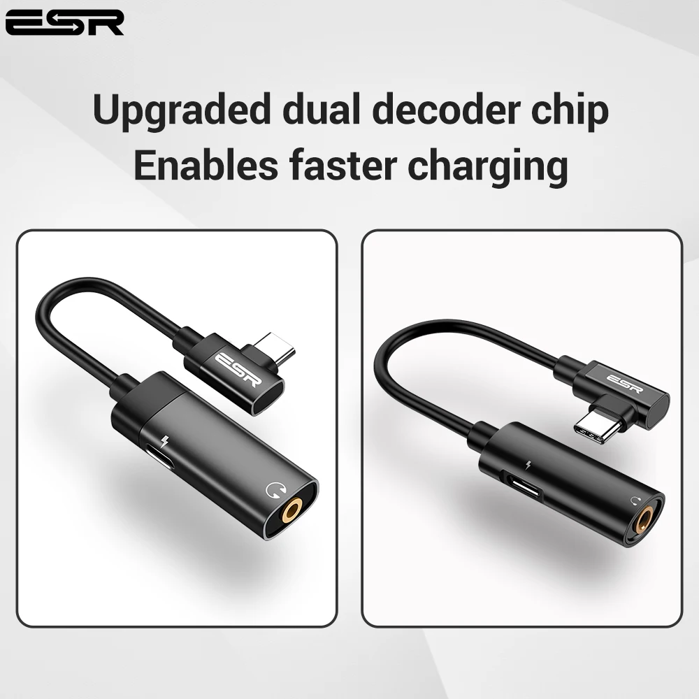 Адаптер ЦАП ESR USB C 2 в 1 адаптер для наушников типа на 3 5 аудиоразъем Type c наушники мм