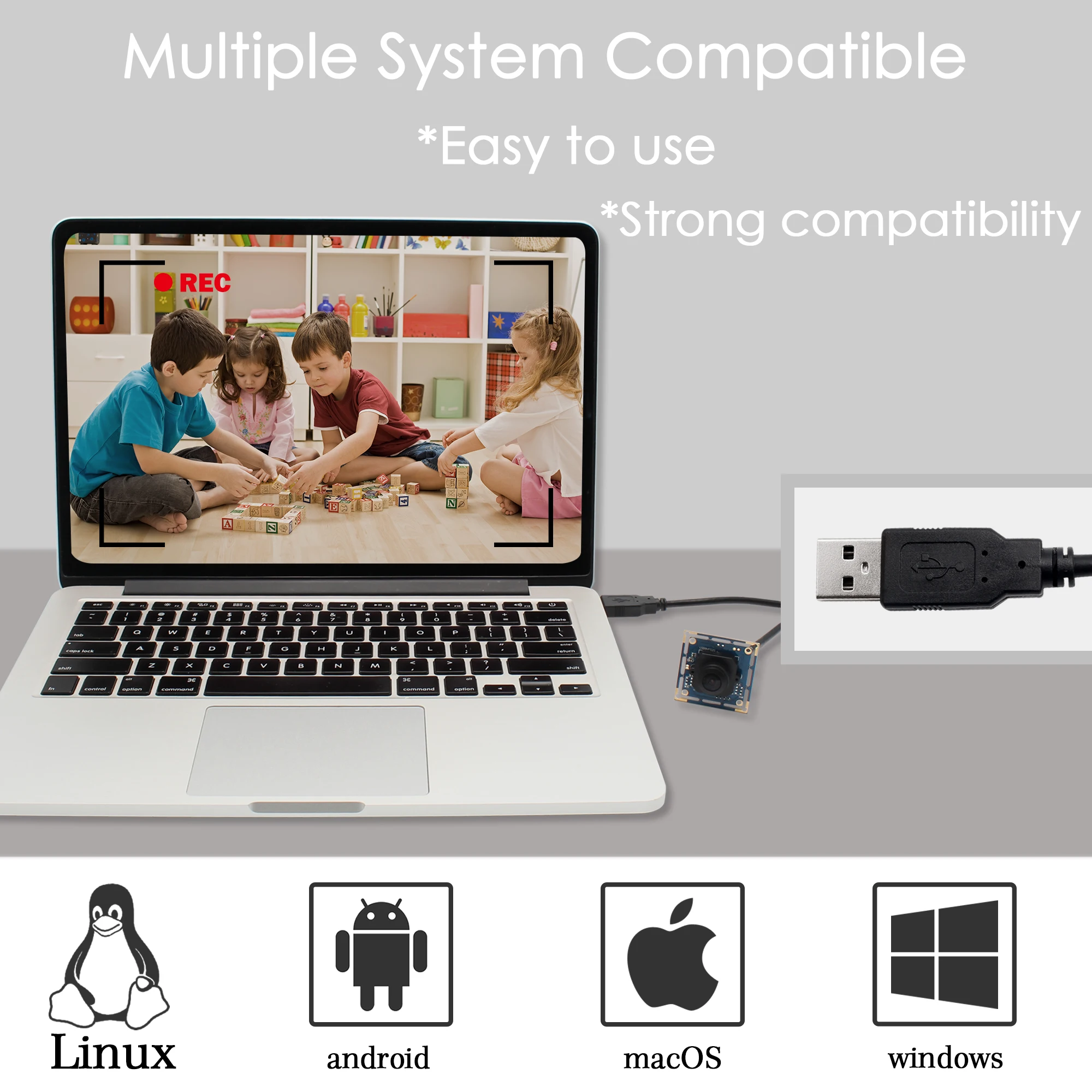 8 мегапиксельная широкоугольная USB камера с объективом 180 градусов Full HD