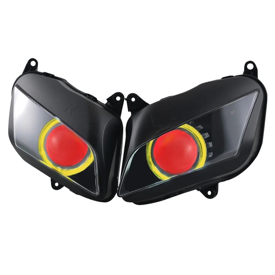 Биксеноновый прожектор для мотоцикла HID фара в сборе с желтыми ангельскими