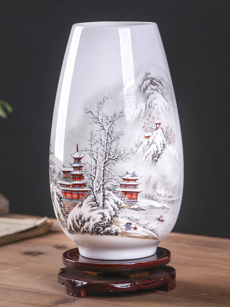 

Современная китайская керамическая Маленькая ваза Jingdezhen, украшение для гостиной, Цветочная композиция, винный шкаф, декоративные поделки, ...