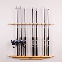 fishing tools vertical 10 bit rod storage rack solid wood wall hanging display rack lure rack fish pole gear tackle accessories