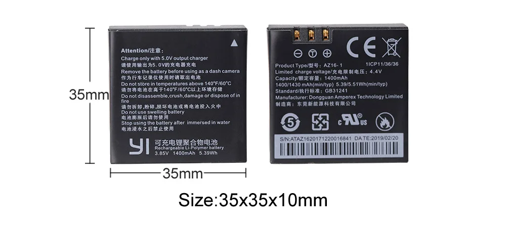 1400 мАч 3,85 В батарея AZ16-1+ светодиодный USB 3 слота зарядное устройство для Xiao mi Yi 2 4K батарея Xiao mi Yi Lite экшн-камеры
