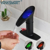 matte black led faucet bathroom basin faucet sink mixer deck mounted touch automatic inflated sensor faucet mixer water tap