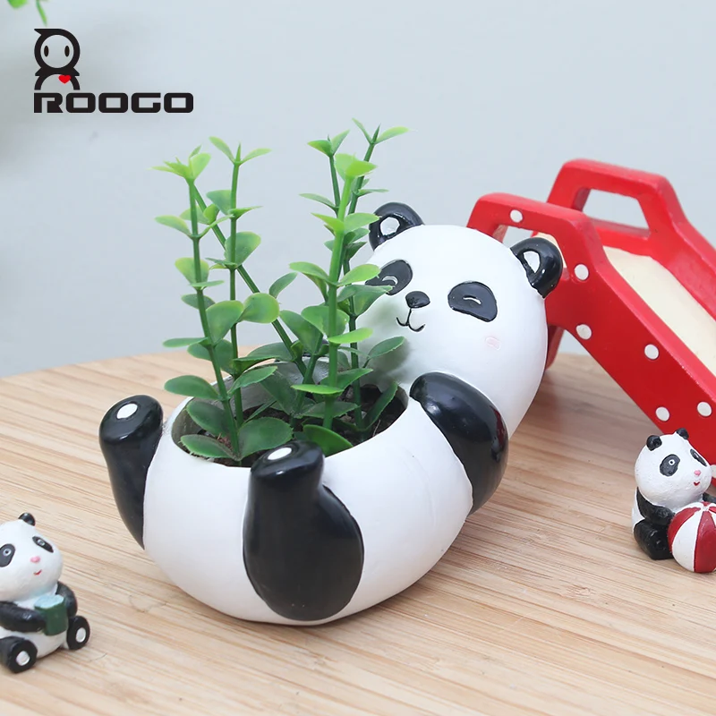 Roogo милый цветочный горшок с животными для суккулентов из смолы домашний садовый