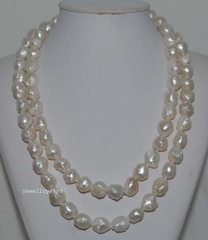 

Natural Rare white 1012mm Baroque waxberry Pearl Necklace 48"