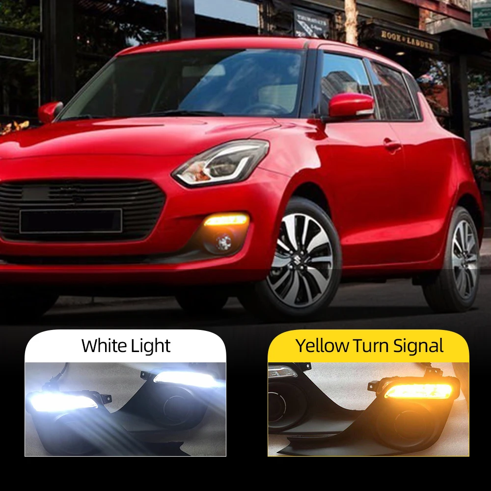 Дневные ходовые огни передних противотуманных фар LED для Suzuki Swift 2017 2018 2019, сигнальное реле, комплект автомобильных ламп DRL включено.