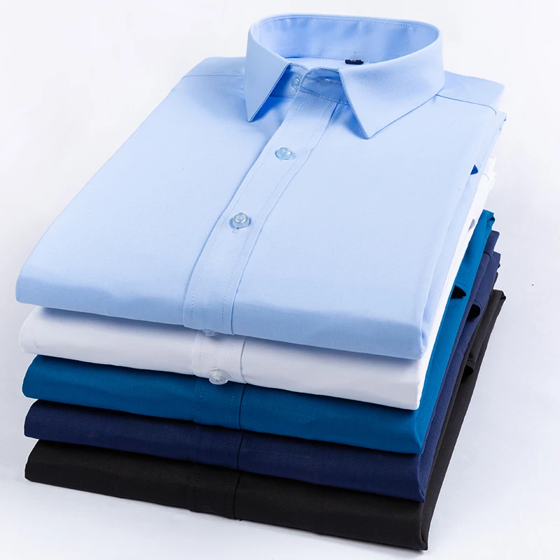 Весенние рубашки для мужчин стрейчевая рубашка из бамбукового волокна с длинным