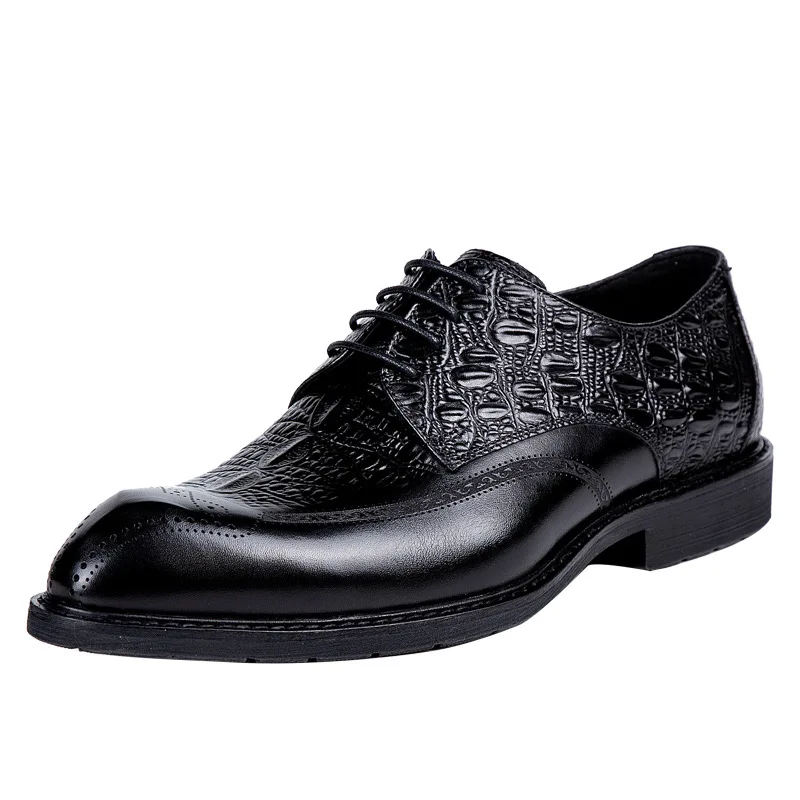 Мужские туфли оксфорды из натуральной кожи с крокодиловым узором|Туфли| |