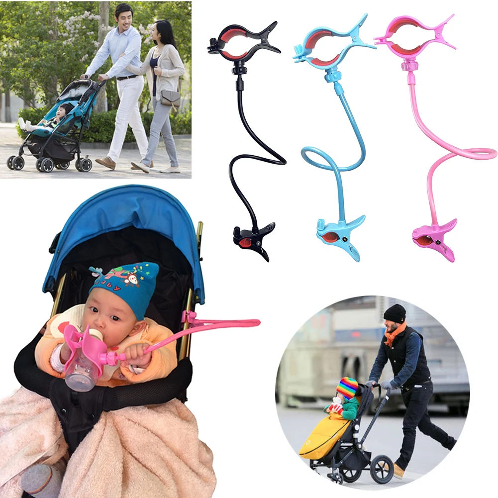 Adjustable Baby Feeding Bottle Clip Holder for Crib Stroller Long Flexible Hands-free Hose Pushchair Bed | Мать и ребенок