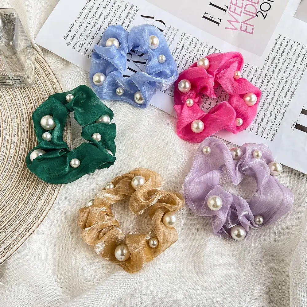 Резинки для волос женские цветные эластичные заколки хвоста с искусственным