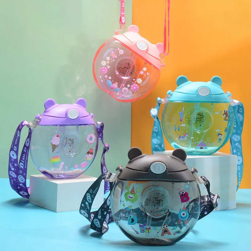 

500Ml Spray Sports Water Bottle Cute Spray Cool Summer Sport Water Bottle with Straw Bike Bicycle Shaker Cup for Girls