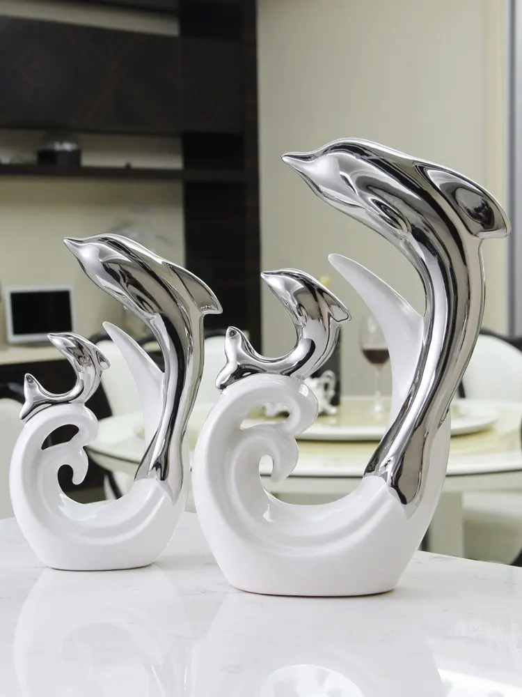 Современная керамика Дельфин украшения гостиной дома настольные статуэтки