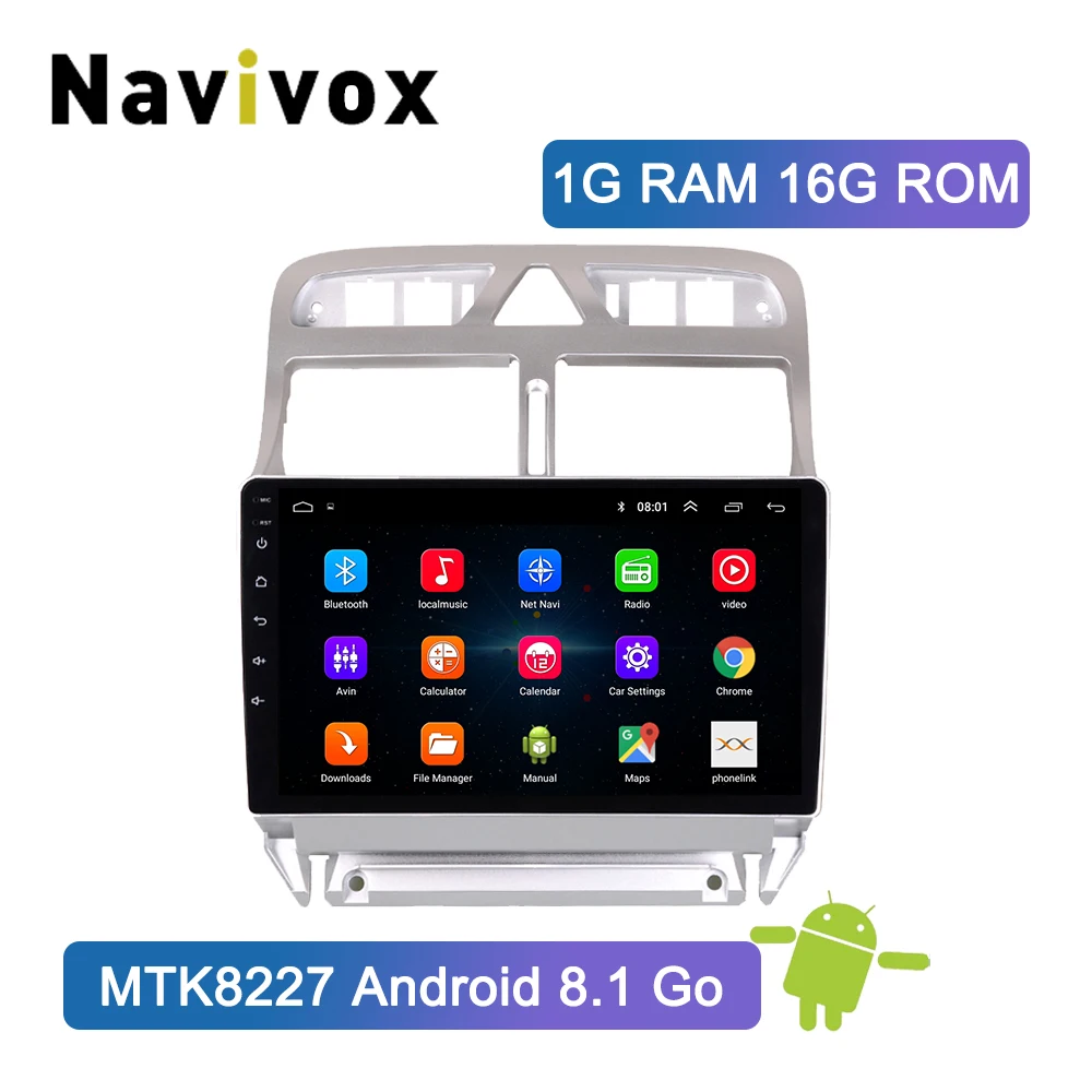 1G RAM 16G ROM Navivox Android 8,1 2 din Автомобильный dvd-плеер gps навигация Мультимедиа для peugeot 307 307 CC 307SWC радио 2002-2013 стерео - Цвет: 1G RAM 16G ROM
