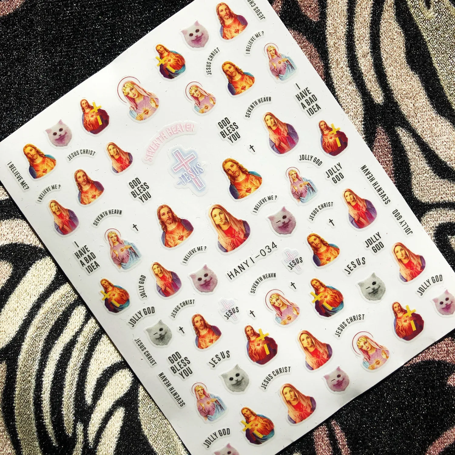 

sheet Newest Virgin and Jesus series colorful designs 3d nail art sticker nail decal accessories