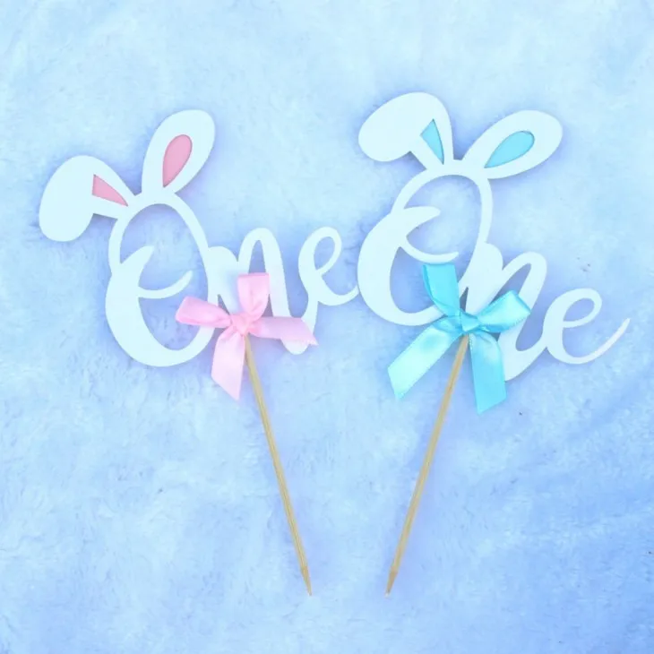 1 шт. розовый голубой кроличий ушко топпер для торта украшение первого дня