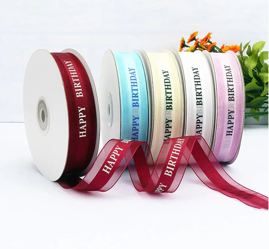 Лента из полиэстера с принтом День рождения для выпечки тортов поделок сделай