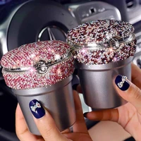 1 pcs crystal smoke can ashtray for car interior decoration accessories fashionable cup holder usage with diamond