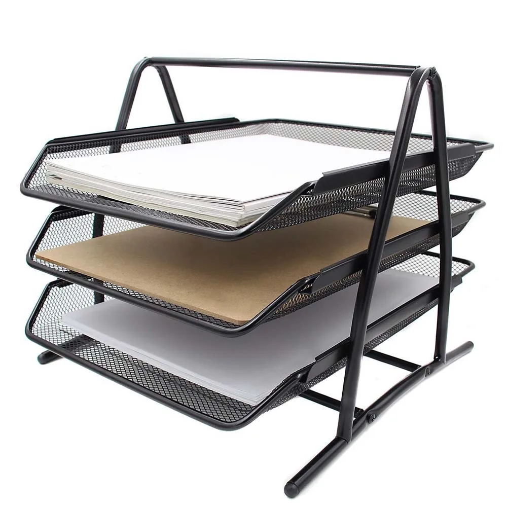 3 этажная металлическая сетка письмо Бумага документ Foolscap лоток наращиваемых с