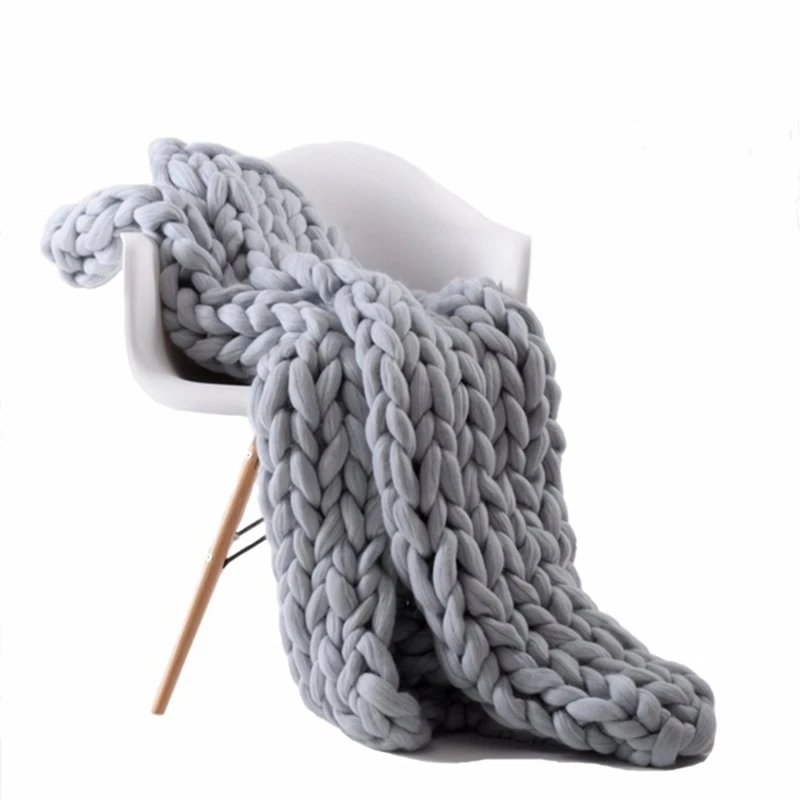 

80X100cm New Warm Handmade Chunky Knit Blanket Thick Home Bed Decor