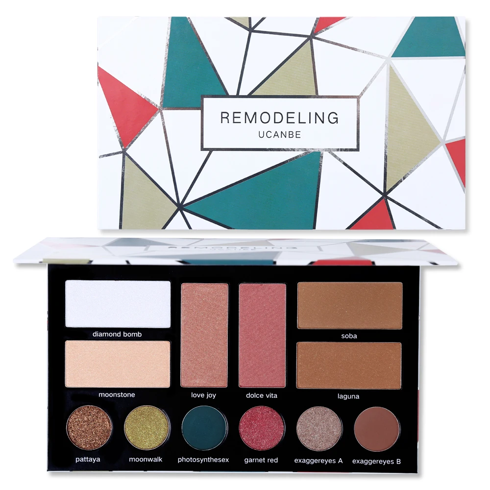 UCANBE набор для макияжа Тени век + бронзант контур румяна хайлайтер мерцающий