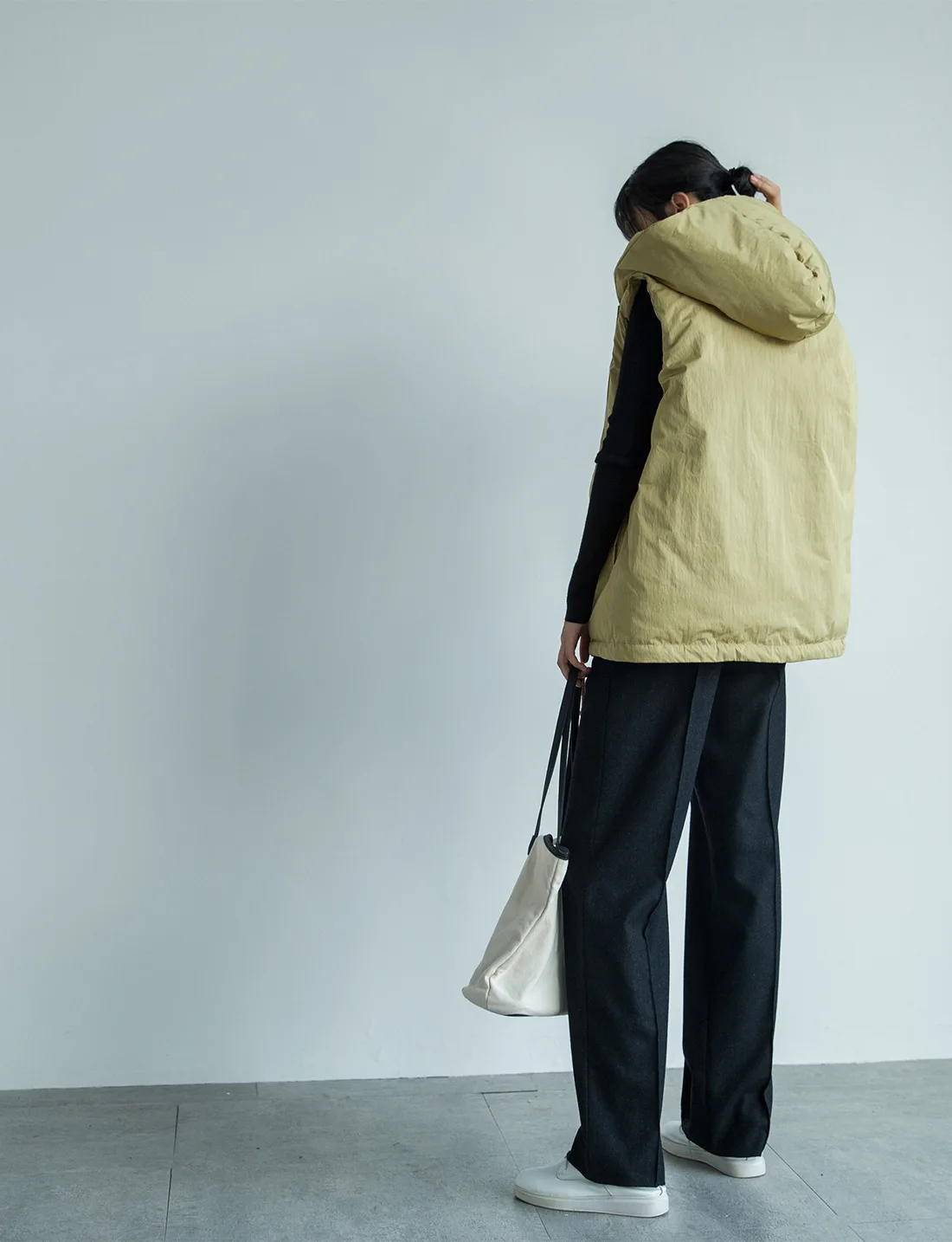 

Korean style Cotton Padded Vest With Hoodie Vintage Solid Color Vest For Women Warm Winter Hooded Coat Sleeveless Waistcoat