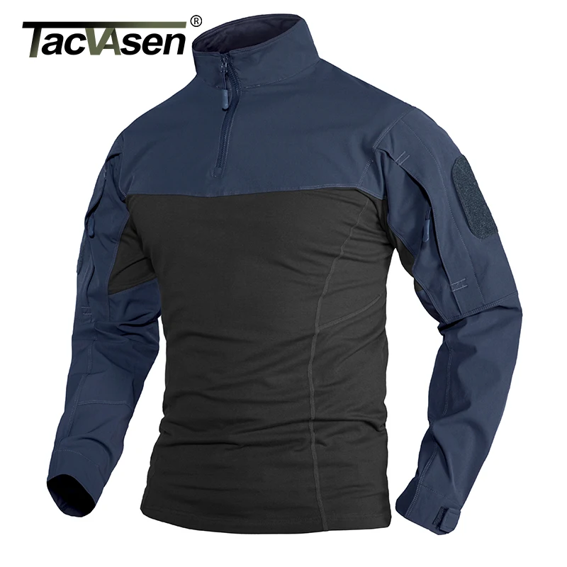 

TACVASEN Military Assault T-shirts Mens Long Sleeve Crew-Neck Airsoft Tactical T-shirts Elastic Hunting Shooting Tops Tees M-5XL