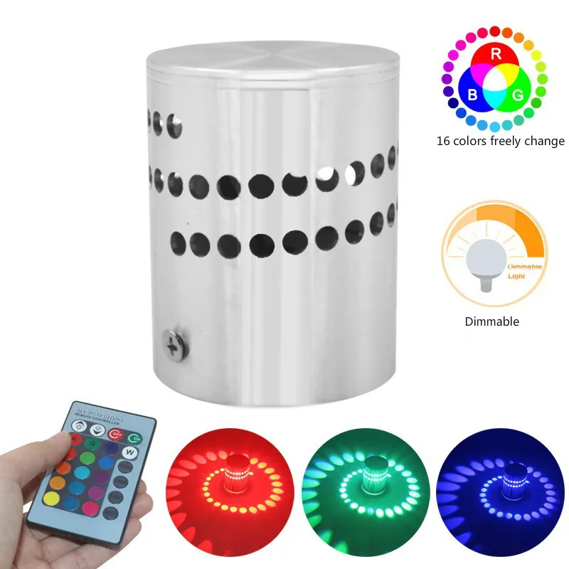 Спиральный с отверстиями светодиодный настенный светильник эффект пультом