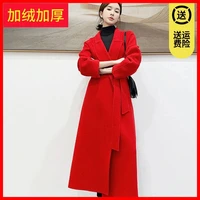 female autumn winter double sided cashmere coat jacket 2021 womens new thickened long over the knee hepburn style loose coat101
