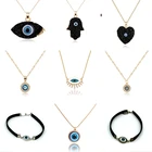 Геометрическое ожерелье от сглаза из смолы для женщин, подарочное Ювелирное Украшение, модное винтажное металлическое ожерелье с цирконом для ресниц, цепочка до ключиц, 1 шт.