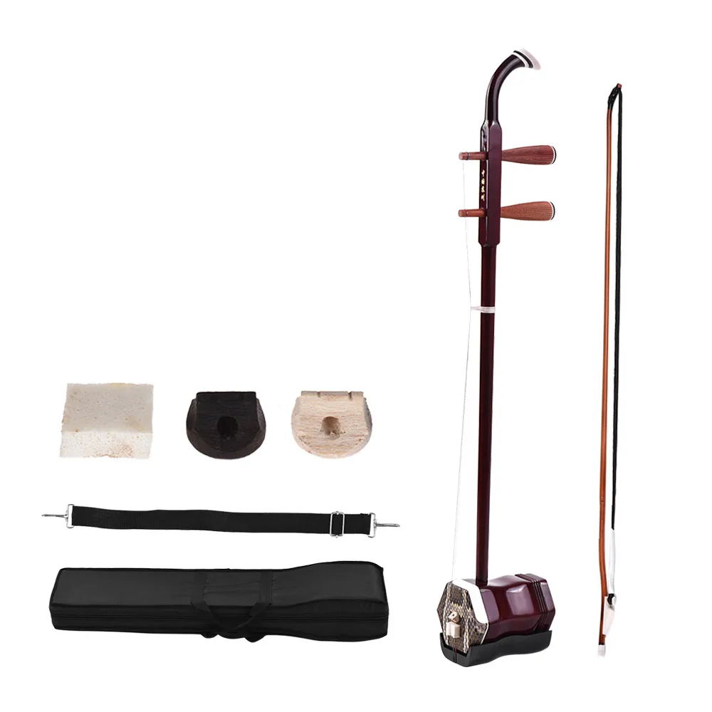 

Solidwood Erhu Chinese 2-string Violin Fiddle Stringed Musical Instrument Red and Dark Coffee