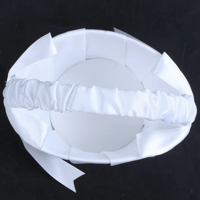 Промо-акция! Белая атласная Свадебная Цветочная корзина с бантом для девочек