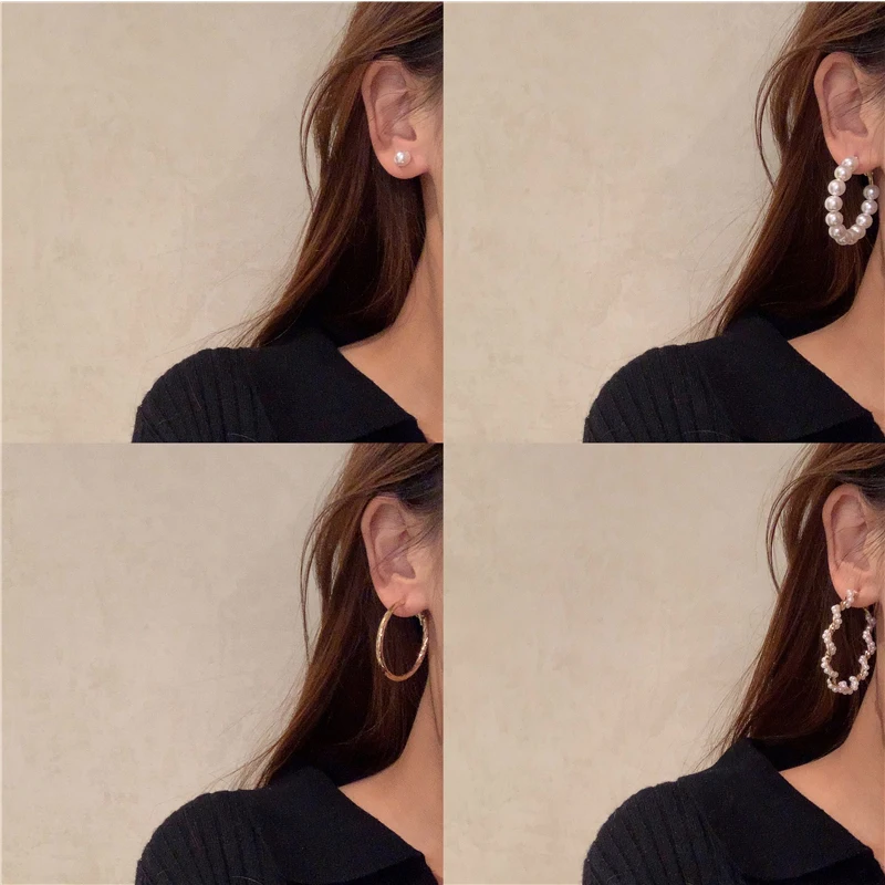 Серьги-гвоздики женские акриловые с жемчугом в богемном стиле 2021 - купить по