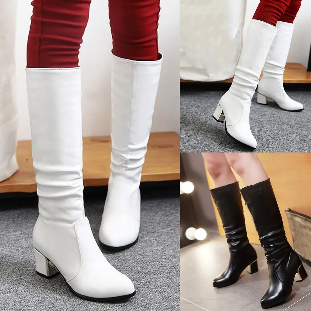 

2019 Winter Women Long Boots Riding Shoe Casual Style Boot Autumn Winter Calf High Shoe Female Quality Leather Snowboot