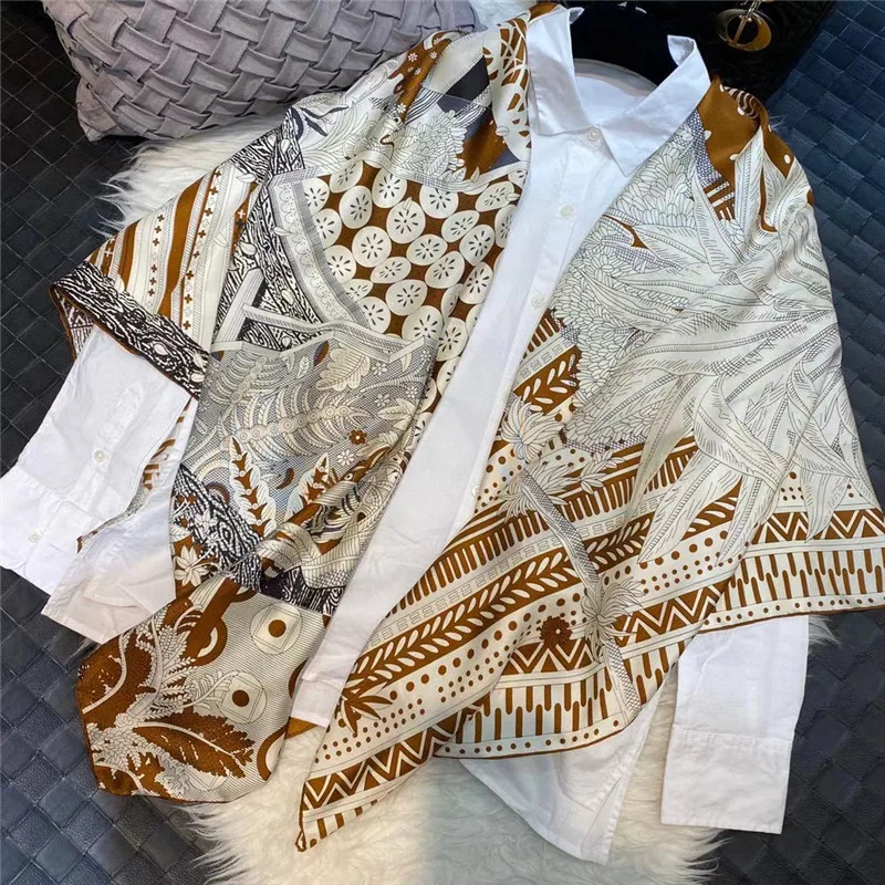 

Women 100% Mulberry Silk Scarf Luxury Brand Designer Foulard Wraps Mother Day Gift 12 Momme Twill Silk Scarf 55 x 55 inches