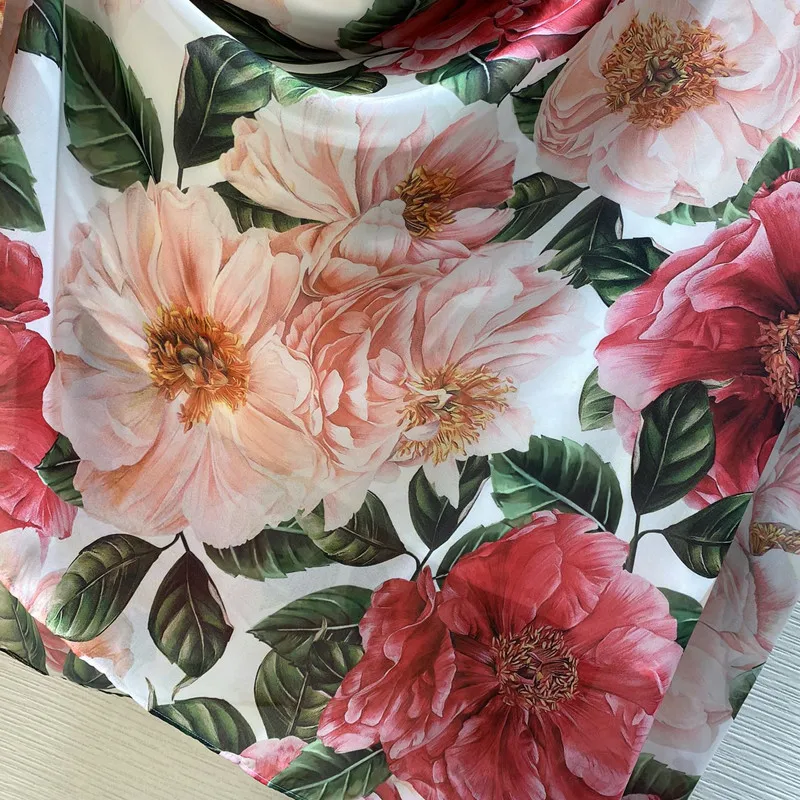 

2021 New Spring Fashion Bow Collar Flower Print Long Sleeve Maxi Runway Dress Women Elegant Bohemian Beach Robe Chiffon Vestidos