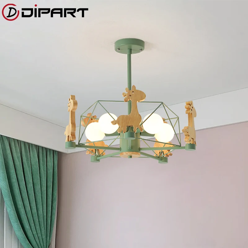 

Animal LED Chandelier Wooden Lustres For Living Room Wood Bedroom Dining Light Modern Ceiling Mounted Chandeliers Lighting